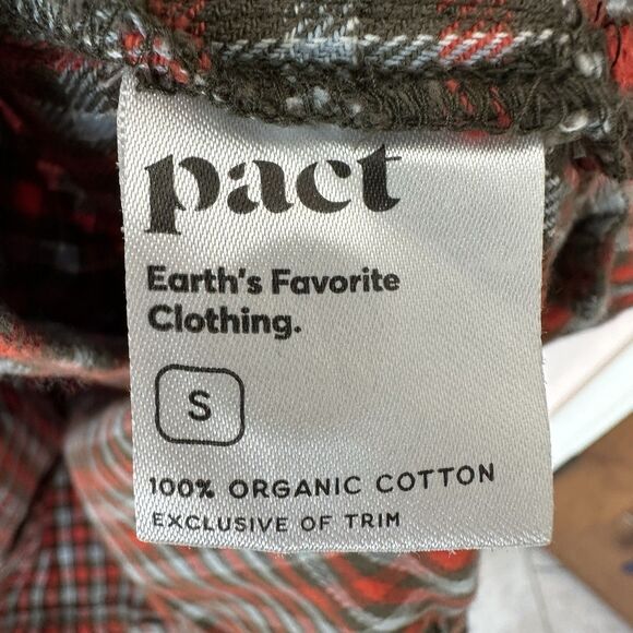 Pact Organic Cotton Top Shirt Womens Sm Plaid Button Up Short Sleeve Prep Grunge - Picture 5 of 7